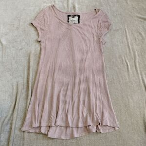 Cupio Flowy Light Pink Waffle Knit Tunic Top Size Large